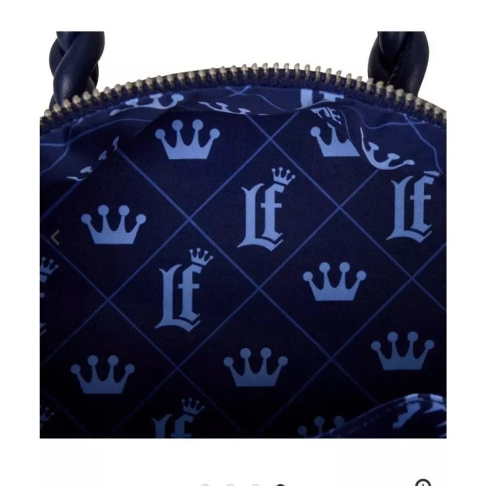 Loungefly Woven Faux Denim Blue Mini Backpack Rope Detail Convertible NWT